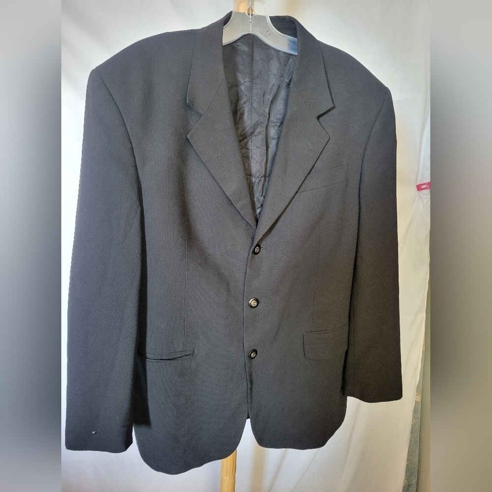 Gianni Valente Black Suit Jacket Blazer Formal Pockets Virgin Wool